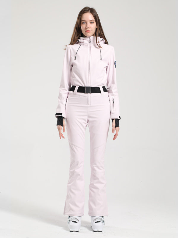 Gsou Snow Classic Damen-Skianzug mit Gürtel und ausgestelltem Bein