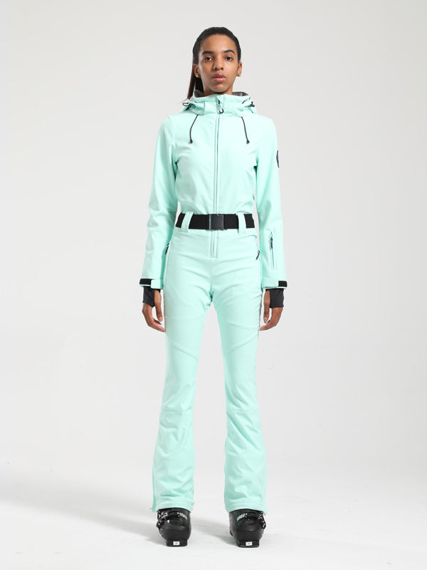 Gsou Snow Classic Damen-Skianzug mit Gürtel und ausgestelltem Bein