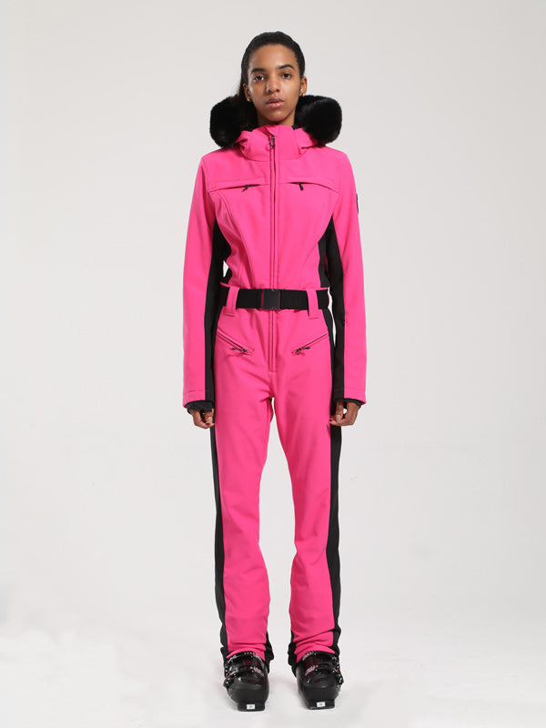 Gsou Snow Classic Damen-Skianzug „Dawn“ mit Kunstpelzbesatz, ausgestelltem Bein