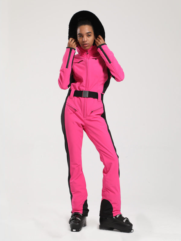 Gsou Snow Classic Damen-Skianzug „Dawn“ mit Kunstpelzbesatz, ausgestelltem Bein