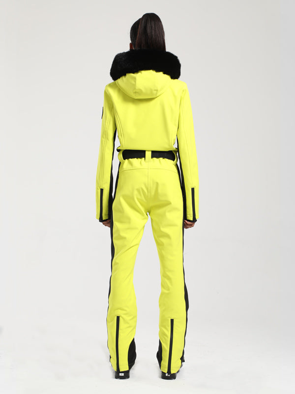 Gsou Snow Classic Damen-Skianzug „Dawn“ mit Kunstpelzbesatz, ausgestelltem Bein