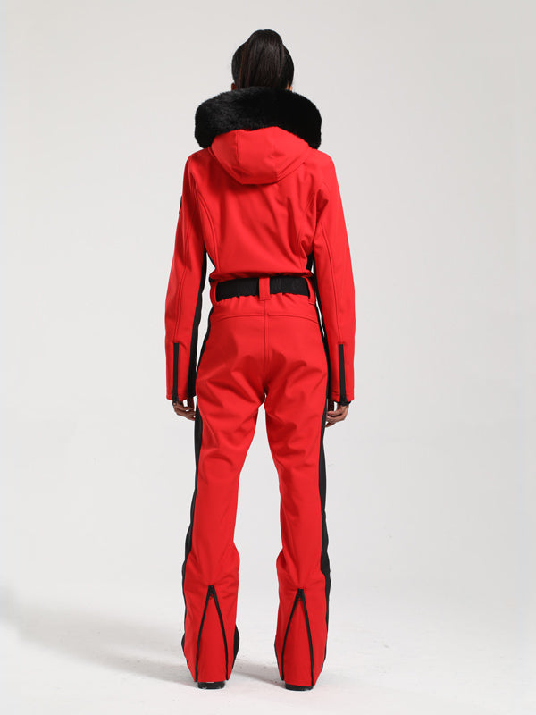 Gsou Snow Classic Damen-Skianzug „Dawn“ mit Kunstpelzbesatz, ausgestelltem Bein