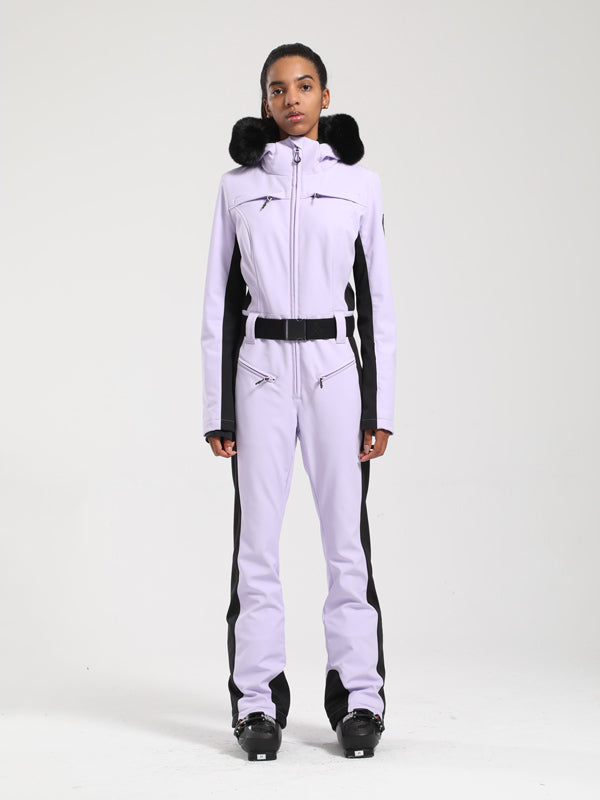 Gsou Snow Classic Damen-Skianzug „Dawn“ mit Kunstpelzbesatz, ausgestelltem Bein