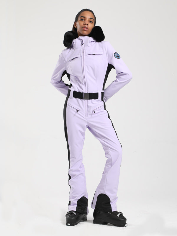 Gsou Snow Classic Damen-Skianzug „Dawn“ mit Kunstpelzbesatz, ausgestelltem Bein