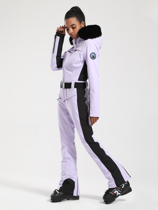 Gsou Snow Classic Damen-Skianzug „Dawn“ mit Kunstpelzbesatz, ausgestelltem Bein
