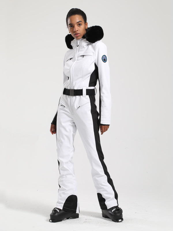 Gsou Snow Classic Damen-Skianzug „Dawn“ mit Kunstpelzbesatz, ausgestelltem Bein