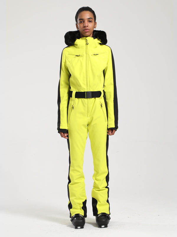 Women's Gsou Snow Classic Faux-Fur Trim Dawn Ski Suit One Piece