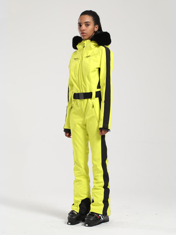 Gsou Snow Classic Damen-Skianzug Dawn mit Kunstpelzbesatz, einteilig