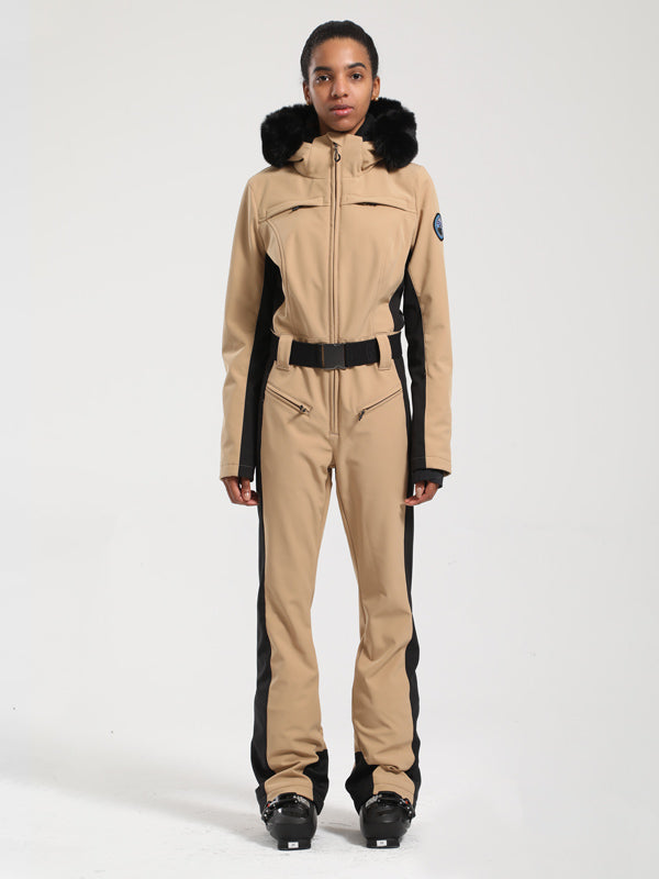 Gsou Snow Classic Damen-Skianzug „Dawn“ mit Kunstpelzbesatz, ausgestelltem Bein