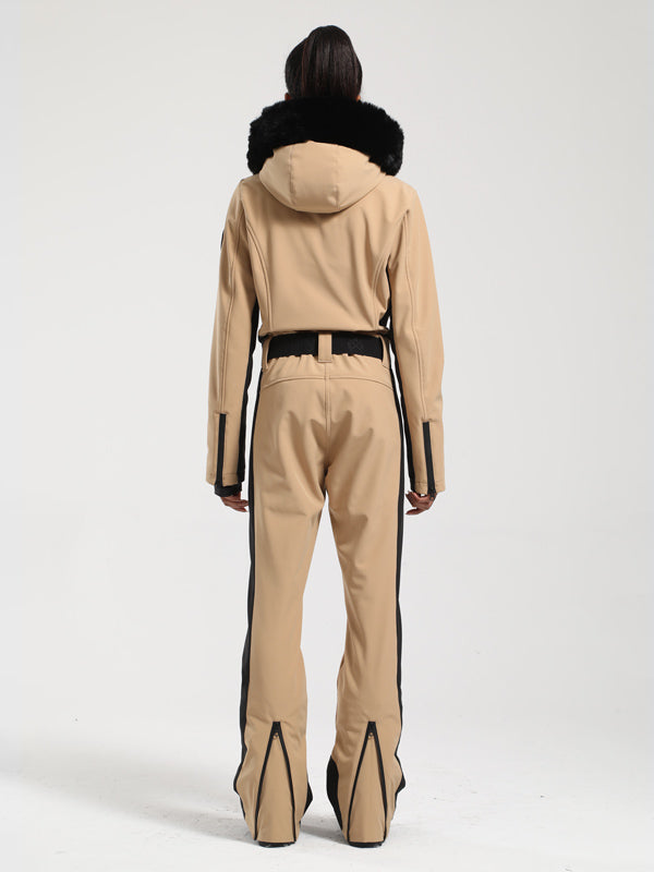Gsou Snow Classic Damen-Skianzug „Dawn“ mit Kunstpelzbesatz, ausgestelltem Bein
