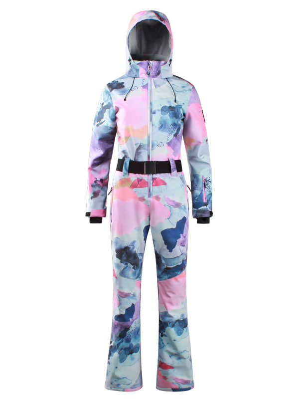 Gsou Snow Classic Damen-Skianzug mit Gürtel und ausgestelltem Bein