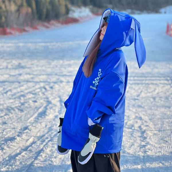 Doorek Unisex Niedlicher Hasen-Hoodie, wasserdicht, für Schnee geeignet