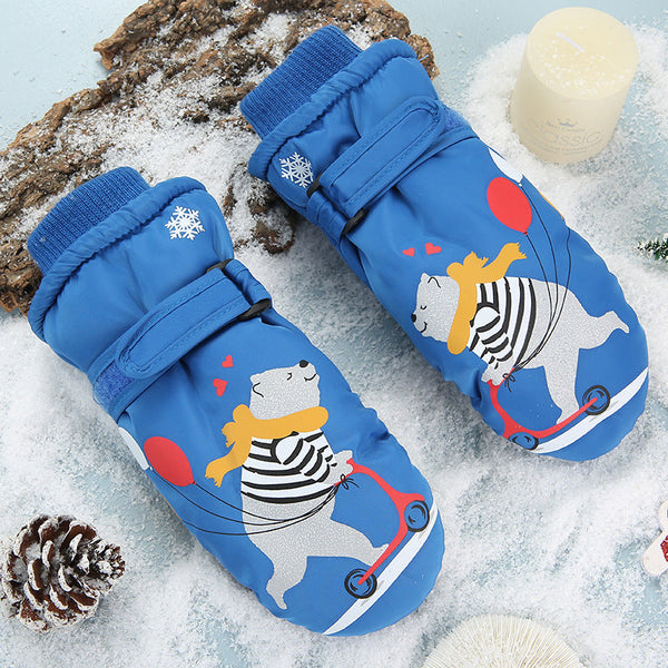Wasserdichte Schneehandschuhe von Snowshred für Kinder mit niedlichem Bärenmuster