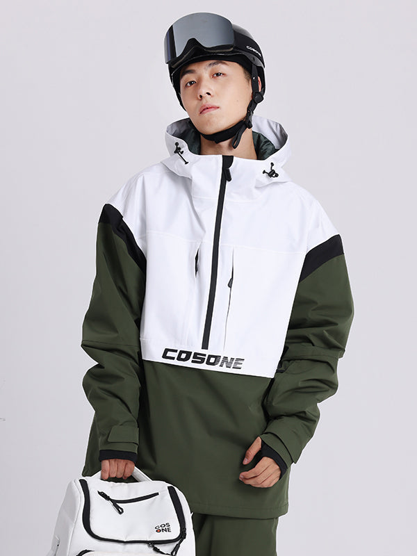 Cosone Powdreamer Damen-Anorak-Schneejacke mit halbem Reißverschluss und Farbblock-Design