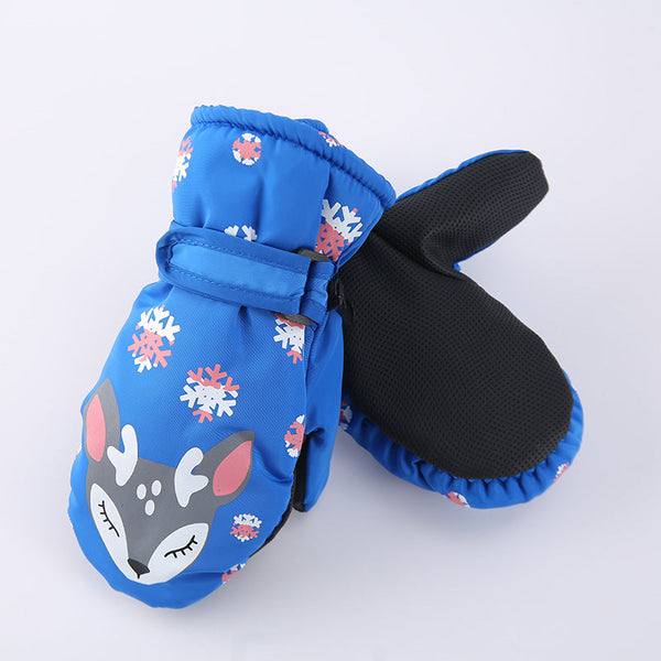 Wasserdichte Schneehandschuhe mit Sikahirschmuster für Kinder