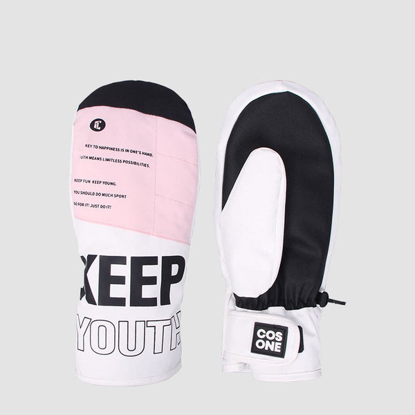 Cosone Unisex-Schneehandschuhe mit Buchstabenprint, wasserdicht