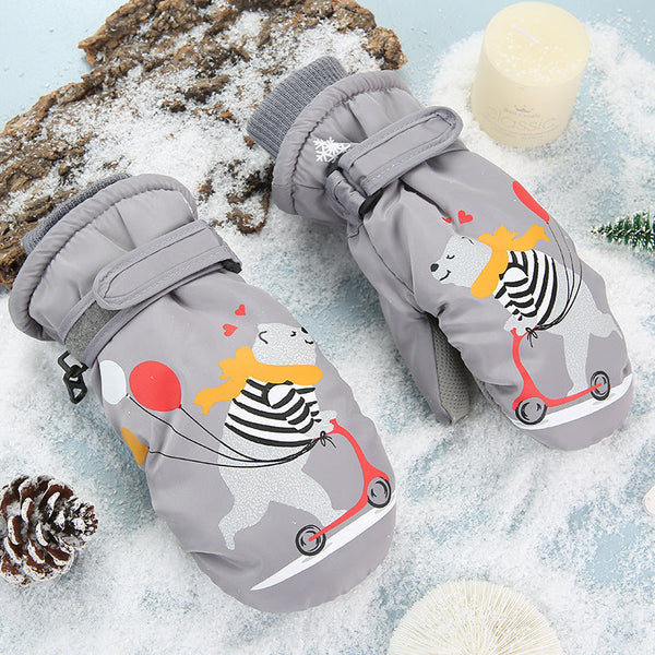 Wasserdichte Schneehandschuhe von Snowshred für Kinder mit niedlichem Bärenmuster