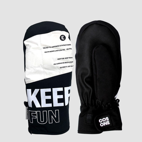 Cosone Unisex-Schneehandschuhe mit Buchstabenprint, wasserdicht