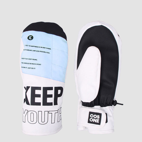 Cosone Unisex-Schneehandschuhe mit Buchstabenprint, wasserdicht