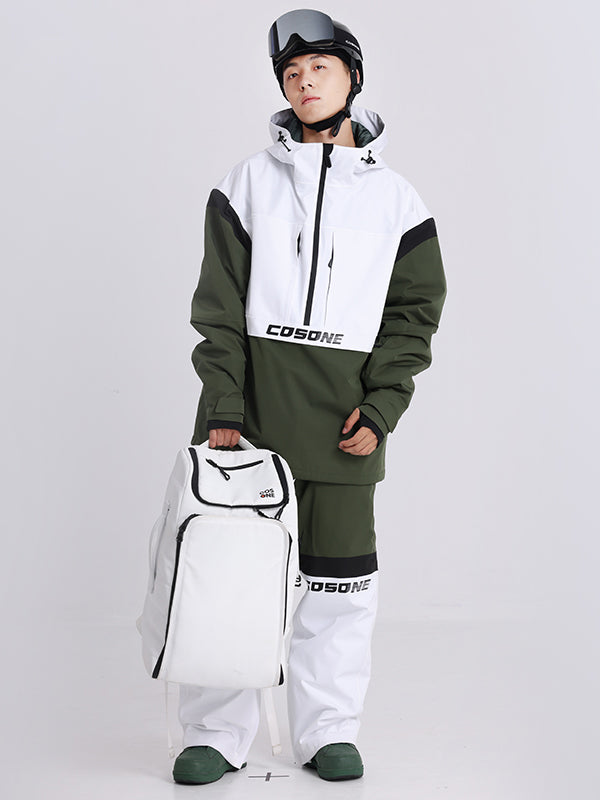 Cosone Powdreamer Damen-Anorak-Set mit halbem Reißverschluss und Farbblock-Design, bestehend aus Jacke und Hose