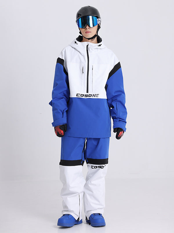 Cosone Powdreamer Damen-Anorak-Schneejacke mit halbem Reißverschluss und Farbblock-Design