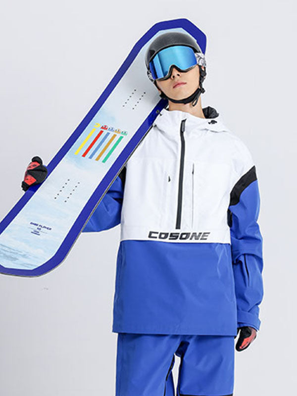 Cosone Powdreamer Herren-Anorak mit halbem Reißverschluss und Farbblock-Design, Schneejacke
