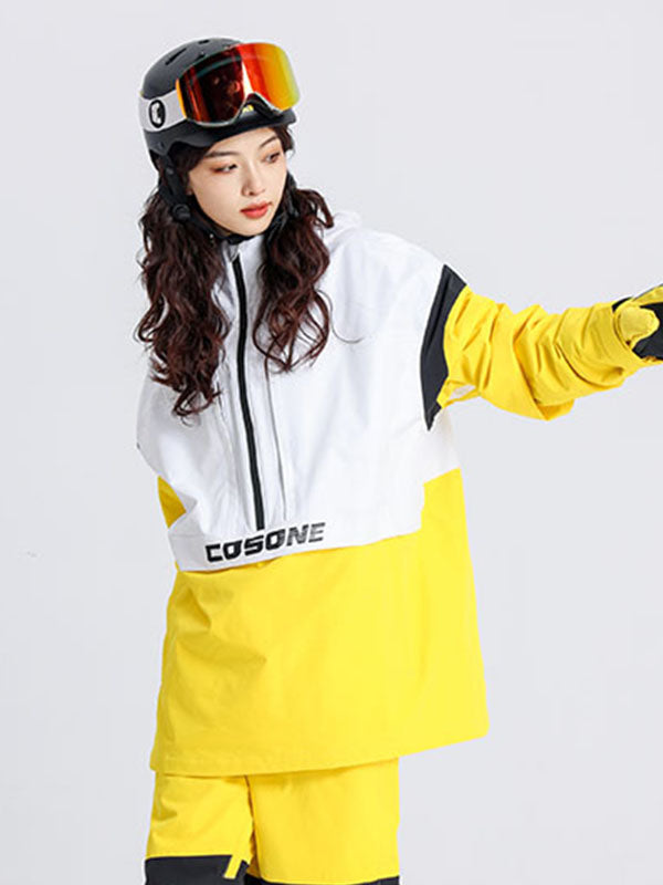 Cosone Powdreamer Herren-Anorak mit halbem Reißverschluss und Farbblock-Design, Schneejacke