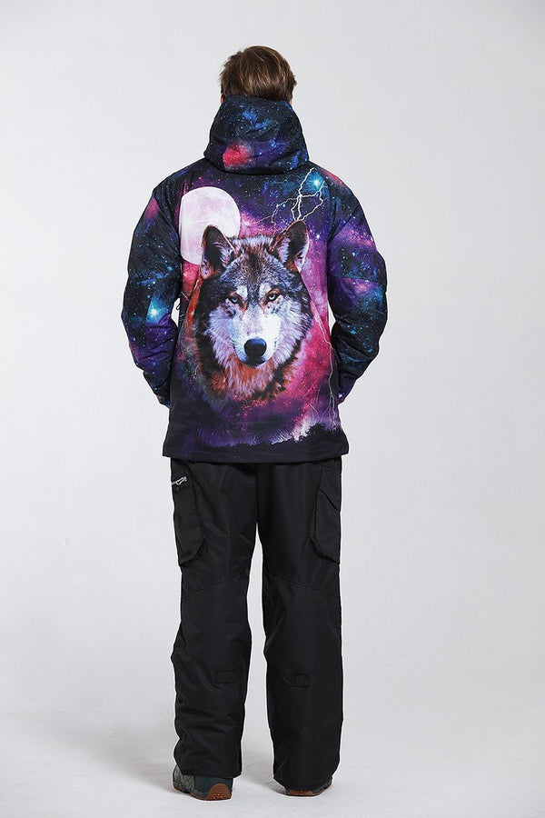 Men's Gsou Snow 10k Mountains Wolf 3D Printed Snowboard Jacket - snowshred