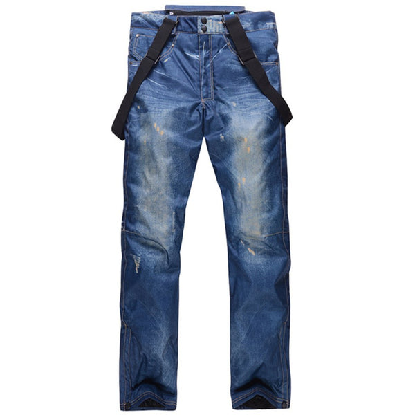 Men's Winter Warm Waterproof Hip Snowboard Denim Pants Jeans - snowshred
