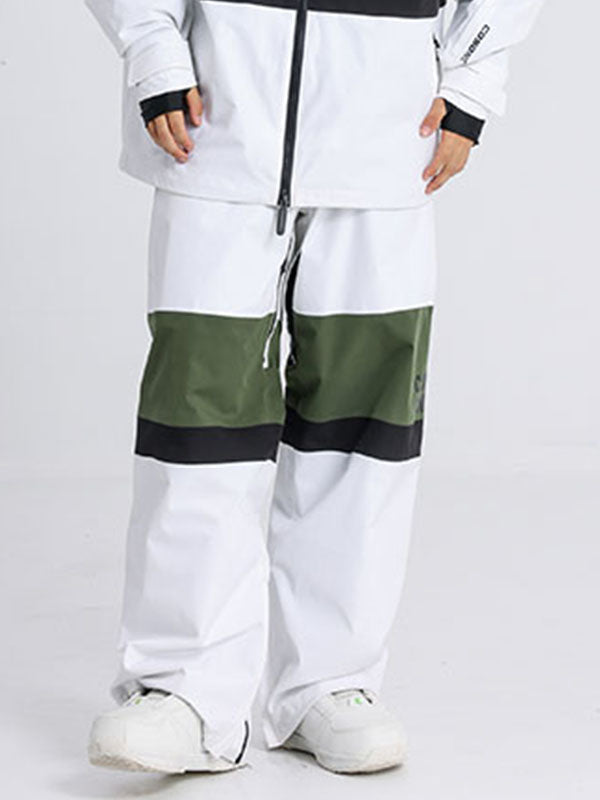 Cosone Winter-Windbreaker-Schneehose für Damen mit Reißverschluss und Farbblock-Design