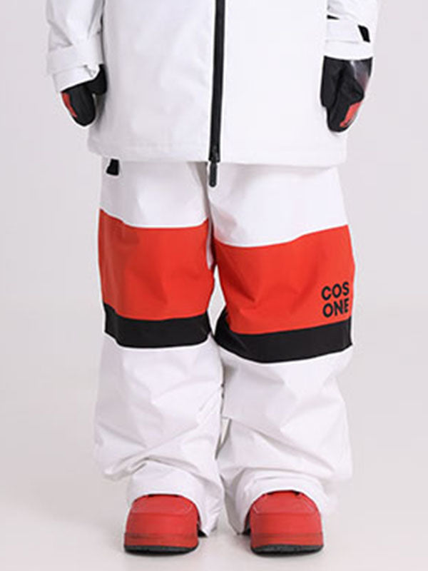 Cosone Winter-Windbreaker-Schneehose für Damen mit Reißverschluss und Farbblock-Design