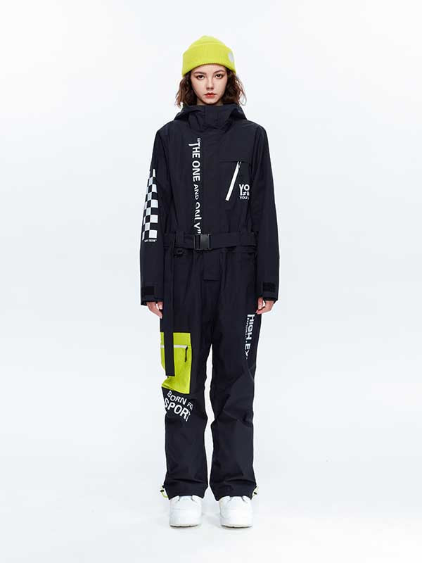 Damen High Experience Checkerboard Sleeve Urban Style Einteiler Snowboardanzug