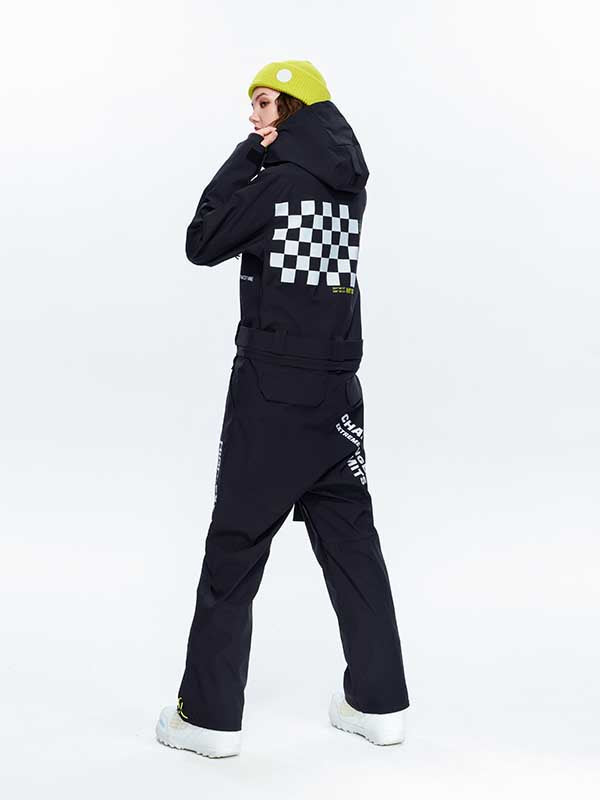 Damen High Experience Checkerboard Sleeve Urban Style Einteiler Snowboardanzug