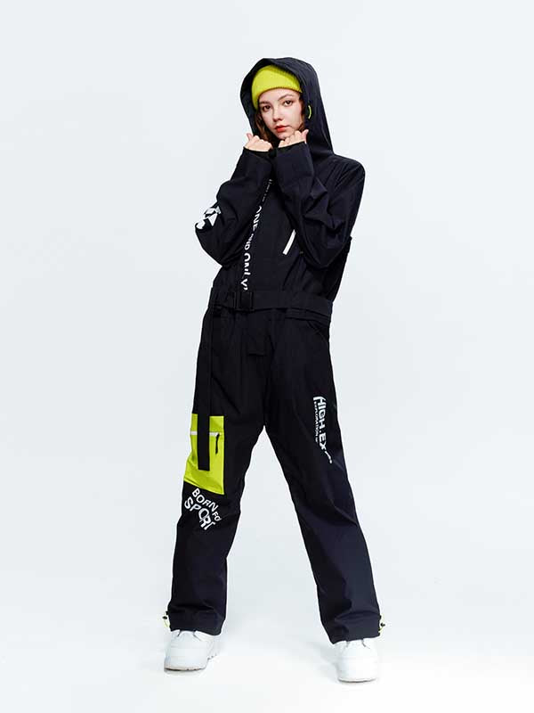 Damen High Experience Checkerboard Sleeve Urban Style Einteiler Snowboardanzug