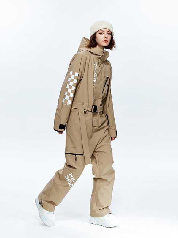 Damen High Experience Checkerboard Sleeve Urban Style Einteiler Snowboardanzug