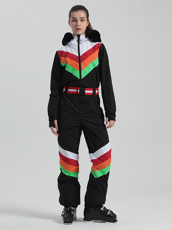 Women's Gsou Snow Padded V Stripe Ski Suit