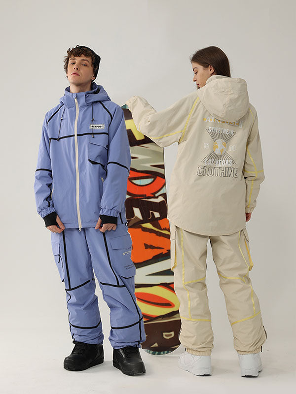 Women's Air Pose Mountain Breaker Stripe Cargo Snow Jacket & Pants