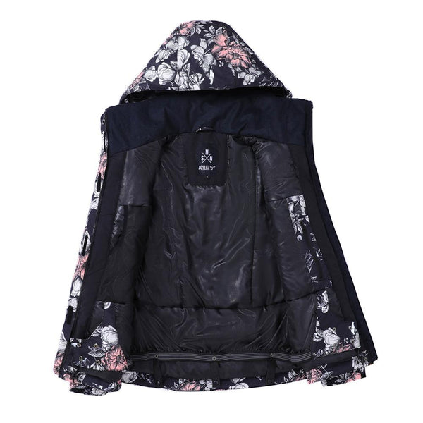 Women's SMN Alpine Flowers Colorful Print Waterproof Winter Snowboard Jacket