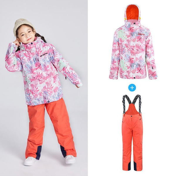 Girls Searipe Color Forest Two Pieces Snowsuit Winter Ski Suits