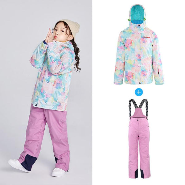Girls Searipe Color Forest Two Pieces Snowsuit Winter Ski Suits