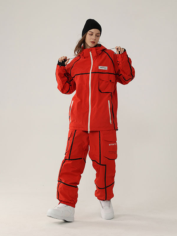 Women's Air Pose Mountain Breaker Stripe Cargo Snow Jacket & Pants