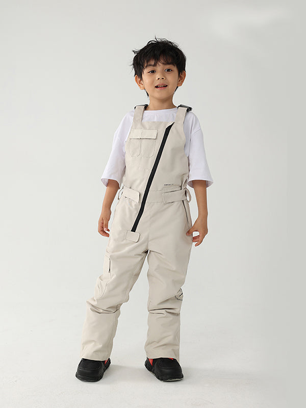 Kid's Air Pose Oblique Zipper Cargo Snow Bibs Pants