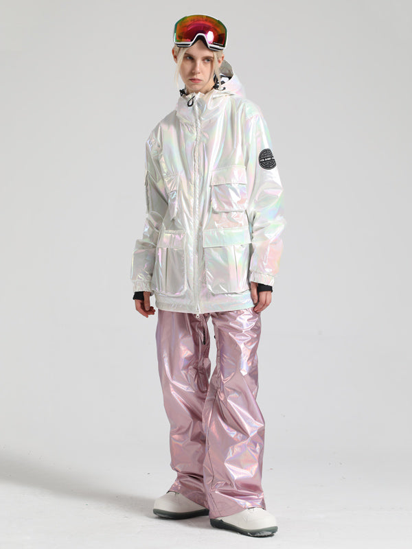 Women's Gsou Snow Neon Holographic Cargo Snowsuit