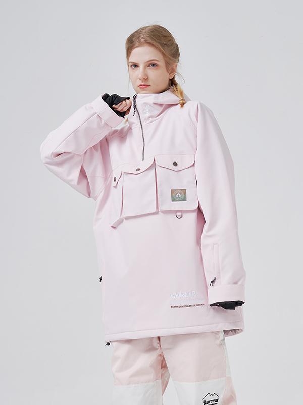 Men's RAWRWAR 3 Cargo Pow Line Pockets Half Zipper Snow Jacket