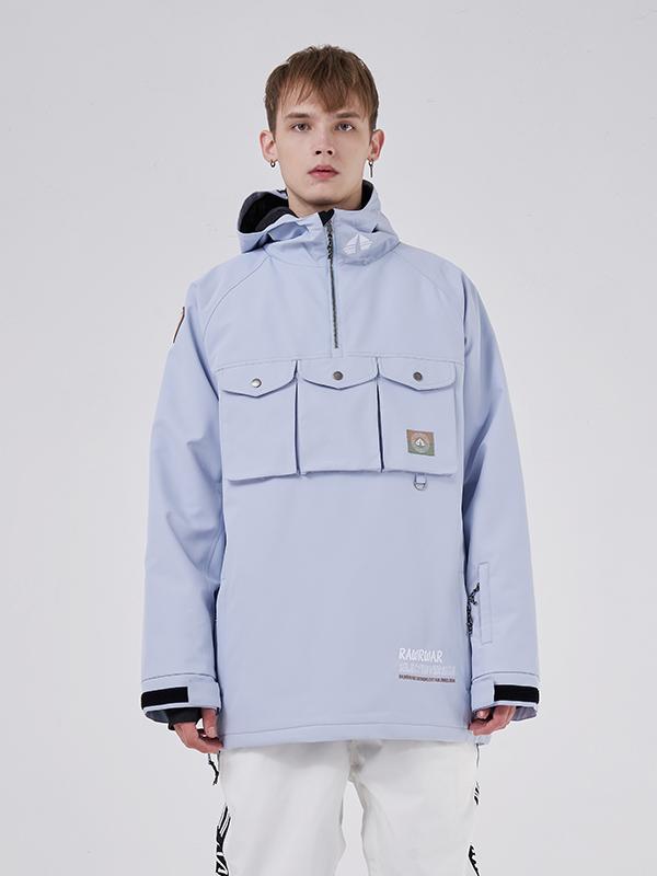 Men's RAWRWAR 3 Cargo Pow Line Pockets Half Zipper Snow Jacket