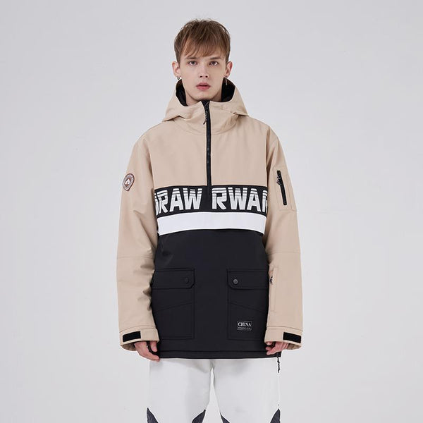 Men's RAWRWAR Powershot Cargo Half Zipper Snow Jacket with Removable Hem