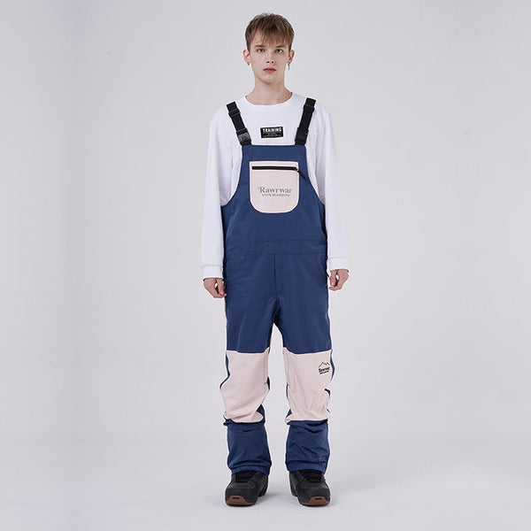 Men's RAWRWAR Mountain Discover Colorblock Snow Bibs Ski Pants