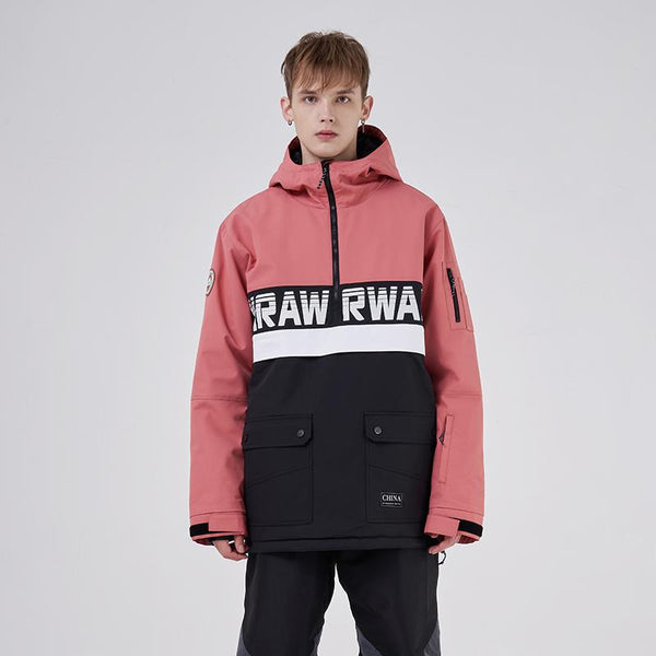 Men's RAWRWAR Powershot Cargo Half Zipper Snow Jacket with Removable Hem