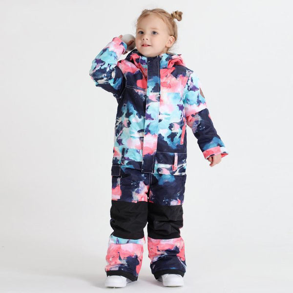 Mädchen Unisex Wasserdicht Bunte Winter Cute Ski Passen Ein Stück Schneeanzüge