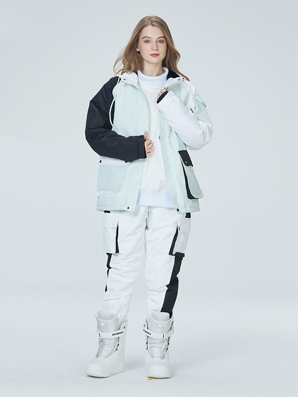 Arctic Queen Damen-Schneeanzüge mit Farbblock-Design in Divided Sky